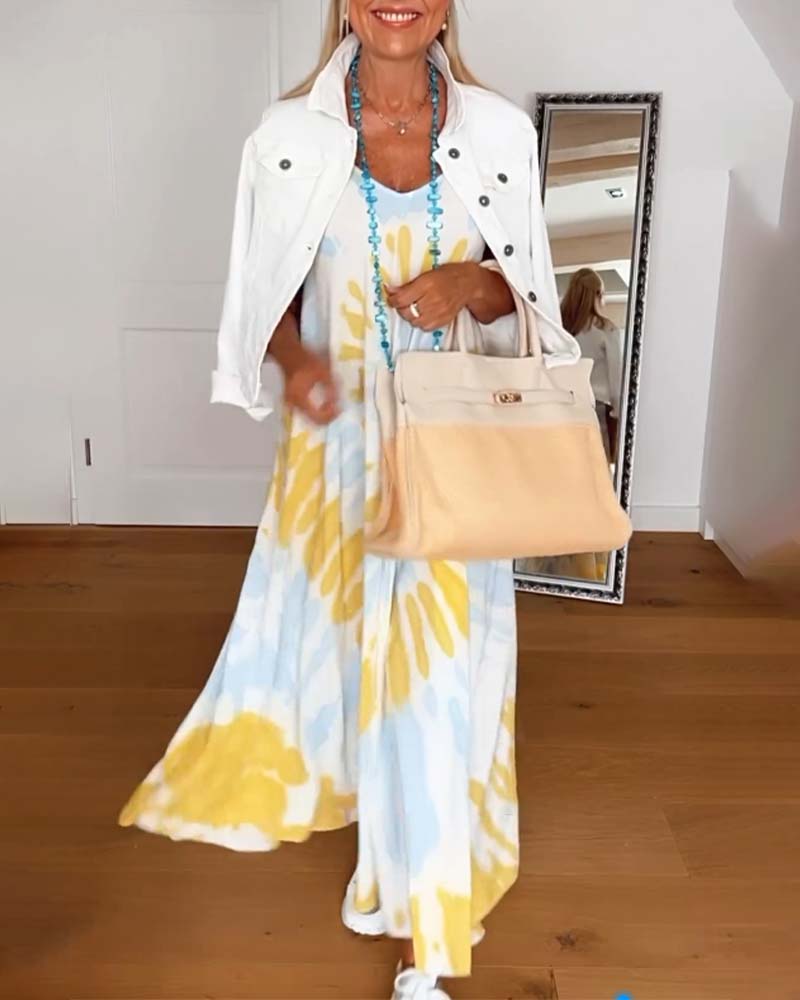 Loose printed suspender casual dress 202466 casual dresses summer