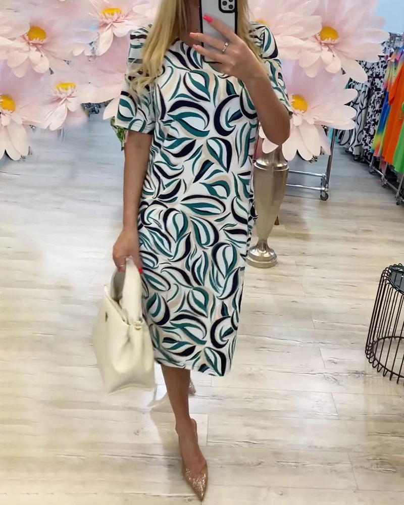 Round Neck Floral Straight Dress