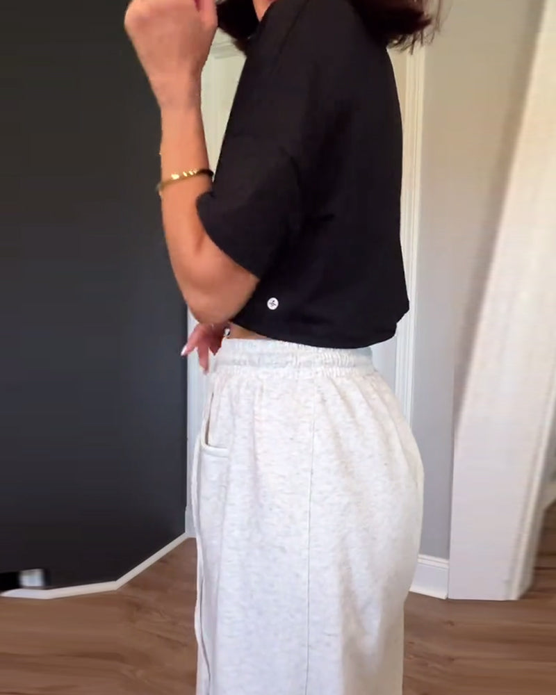 Casual Drawstring Scimitar Pants