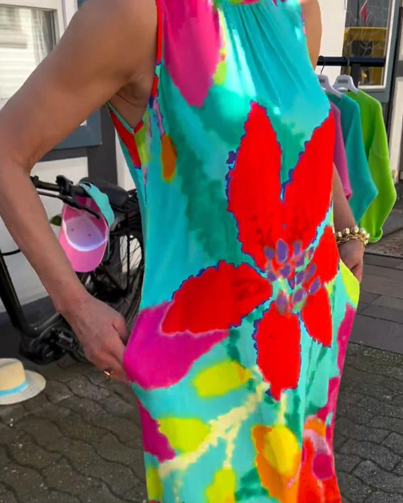 Sleeveless floral elegant dress 202466 summer vacation dresses