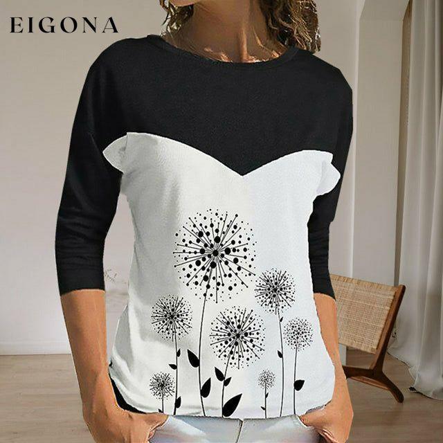 Contrast Color Dandelion Print T-Shirt best Best Sellings clothes Plus Size Sale tops Topseller