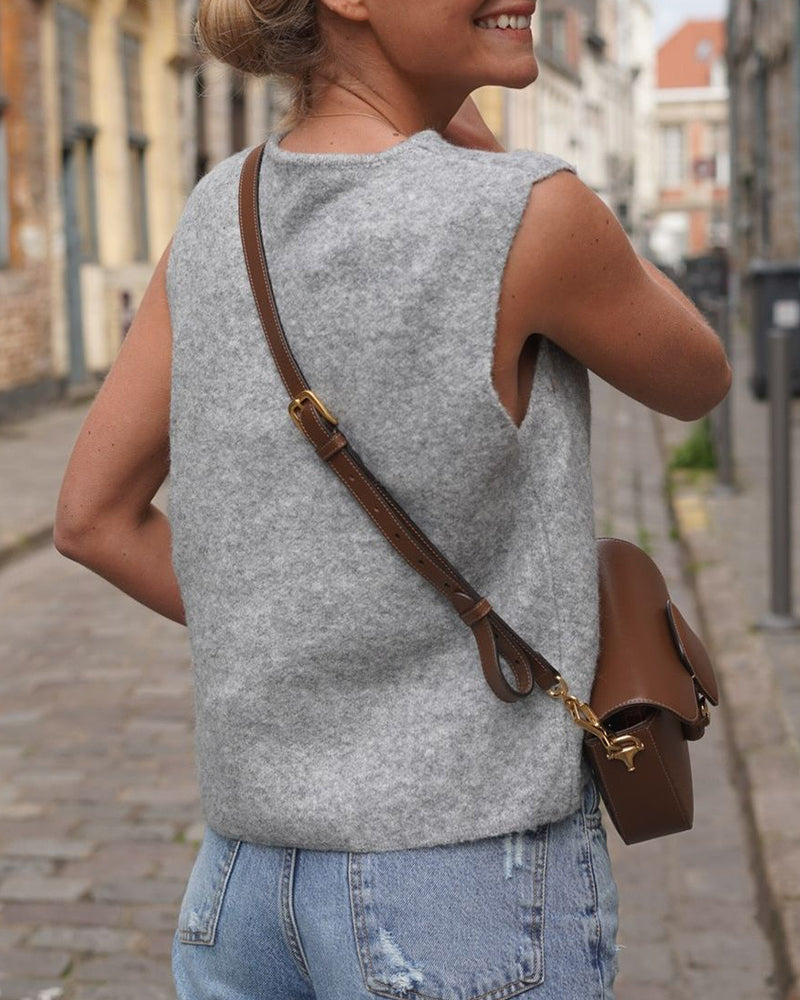 Solid color sleeveless button cardigan cardigan cardigans summer