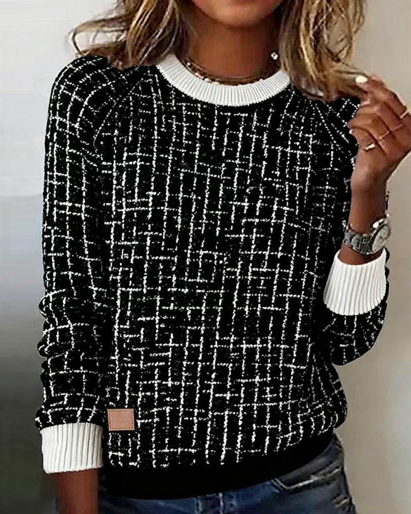 Casual Checkered Printed Sweatshirt