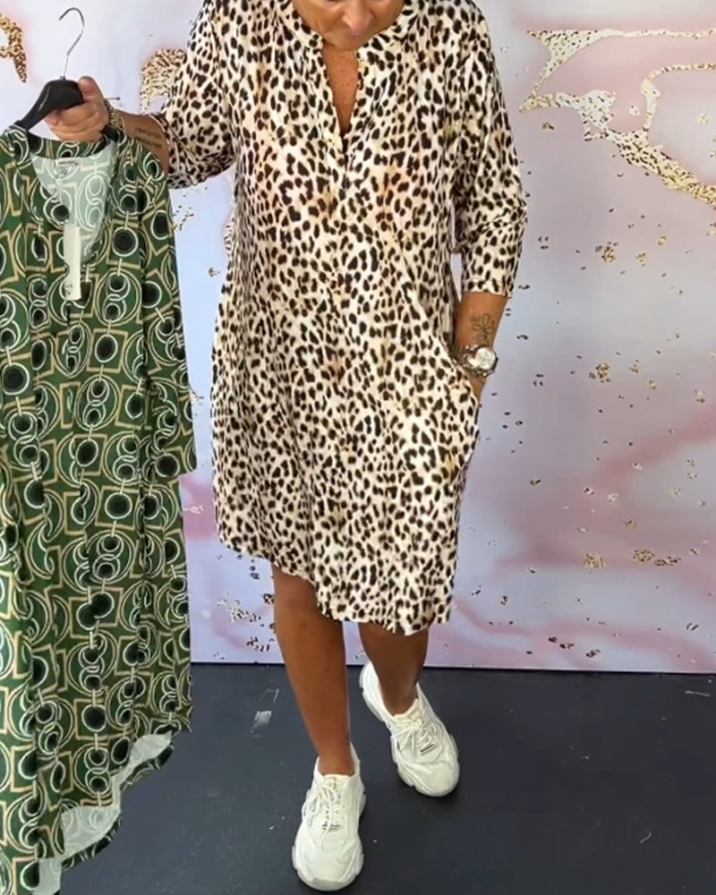 Casual leopard print v-neck dress 202466 casual dresses spring summer