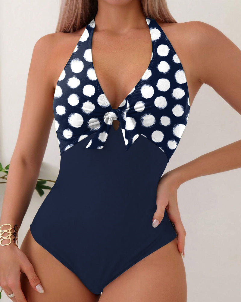 Bow Polka Dot One-Piece Swimsuit