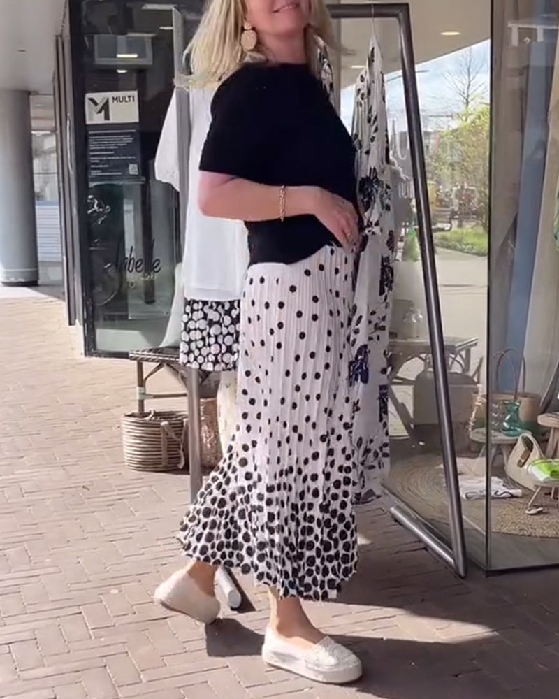 Elegant polka dot print pleated skirt 202466 skirts spring summer