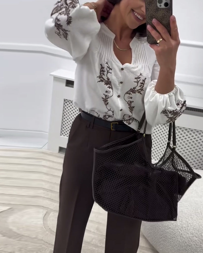 Ethnic Embroidered Print Blouse