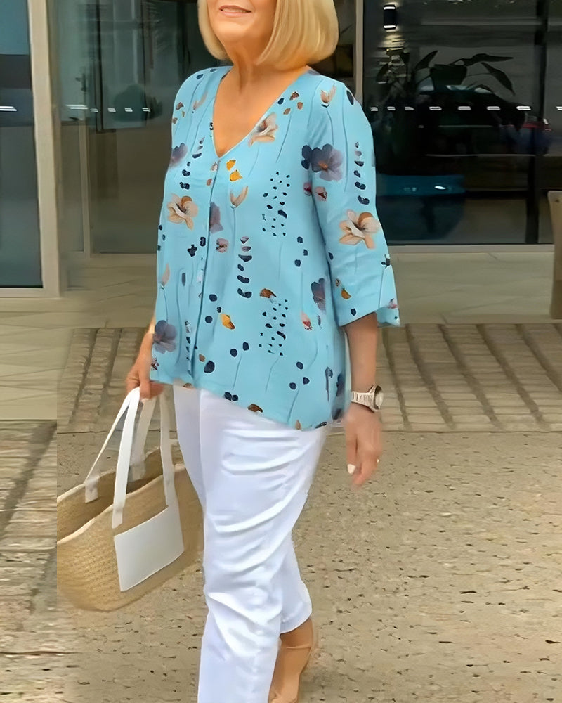 Flowy Floral Print Blouse