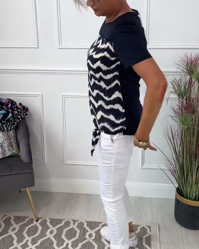 Short-sleeved wavy blouse 202466 blouses & shirts summer