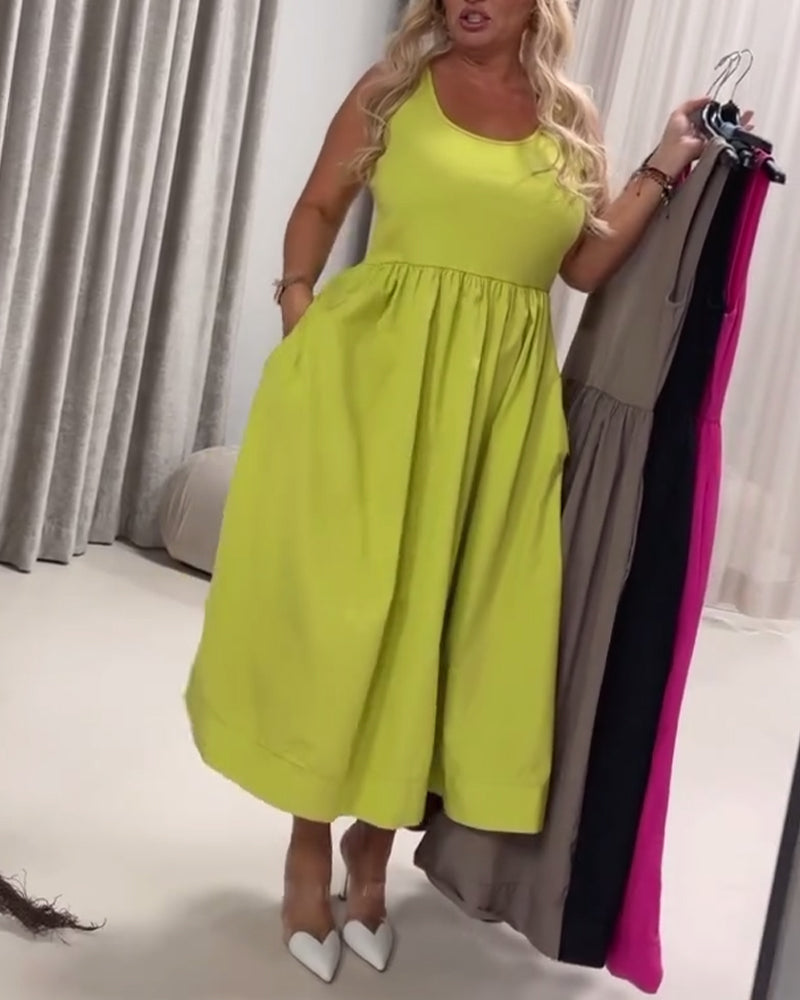 Sling Pleated A-Line Dress