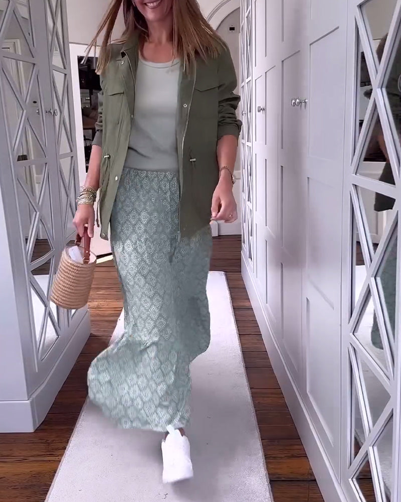 Casual printed patchwork pleated dress 202466 skirts spring summer