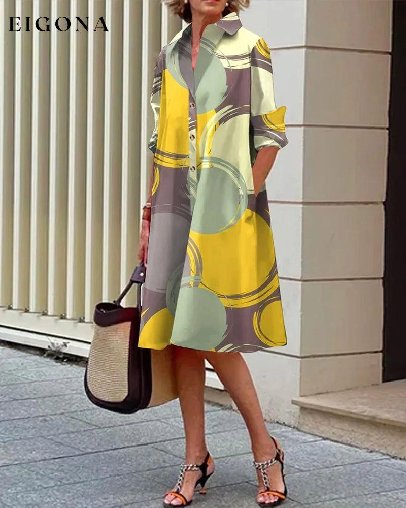 Contrast geometric print lapel dress casual dresses spring summer