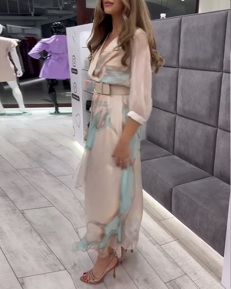 Elegant printed irregular dress casual dresses spring summer