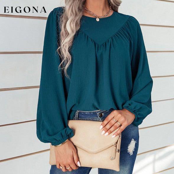 Women's casual loose round neck solid color pullover Long Sleeve Casual shirt Royal blue clothes long sleeve shirt long sleeve shirts long sleeve tops shirt shirts tops Tops/Blouses