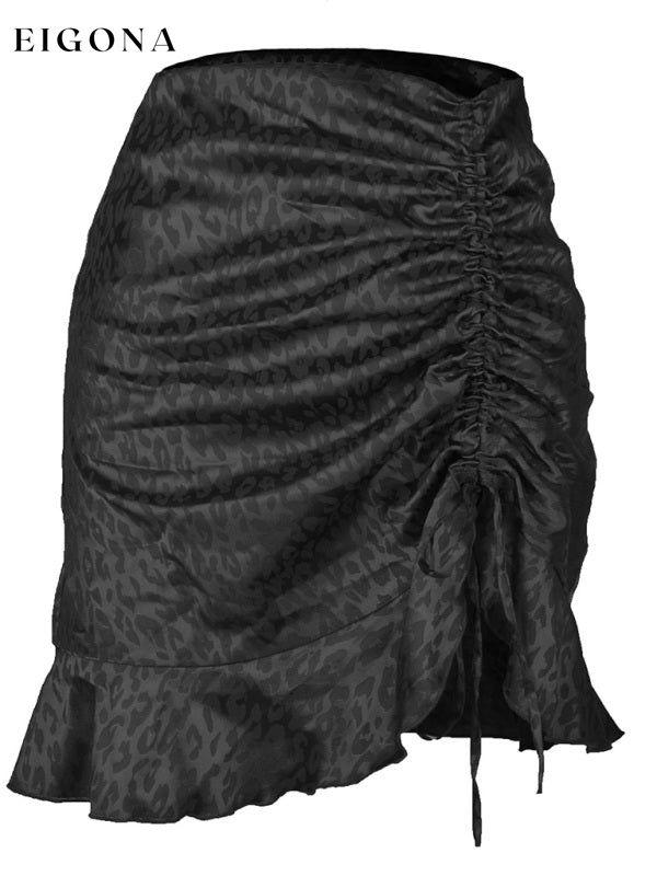 Women's Casual Fashion Drawstring Pleated Leopard Print Skirt bottoms clothes mini skirt skirts Women's Bottoms