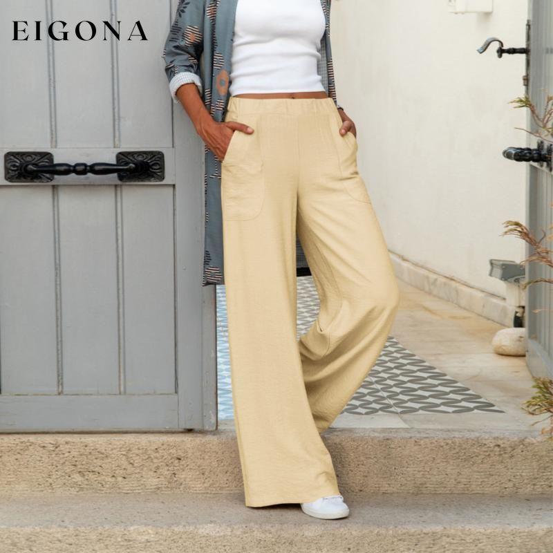 Casual Solid Colour Wide-Leg Pants Apricot best Best Sellings bottoms clothes pants Sale Topseller