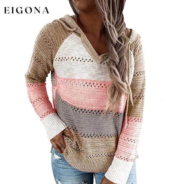 Women's Lightweight and Breathable Knit Hoodie Khaki __stock:50 clothes Low stock refund_fee:1200 tops