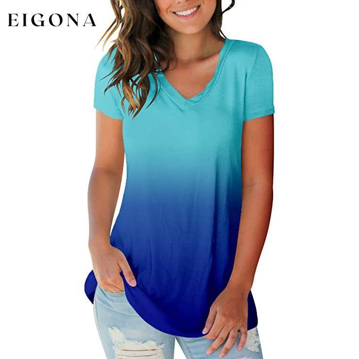 Women's Summer Tie Dye Short Sleeve T-Shirt Blue __stock:200 clothes refund_fee:800 tops