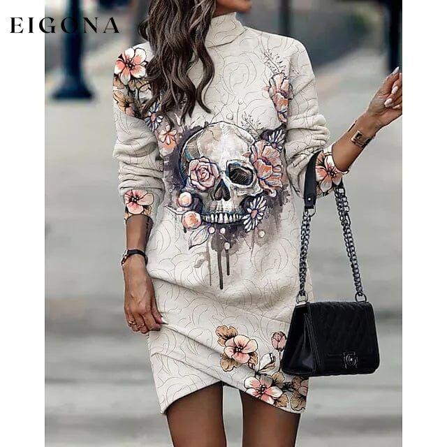 Women‘s Turtleneck Sweatshirt Dress White __stock:200 casual dresses clothes dresses refund_fee:1200 show-color-swatches