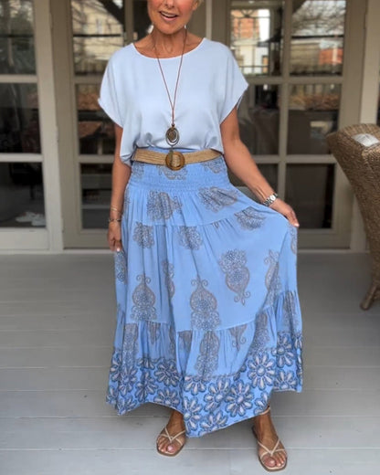 Gonna a pieghe patchwork colorato