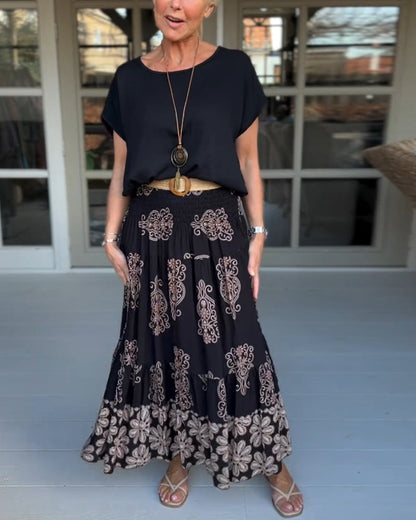 Gonna a pieghe patchwork colorato