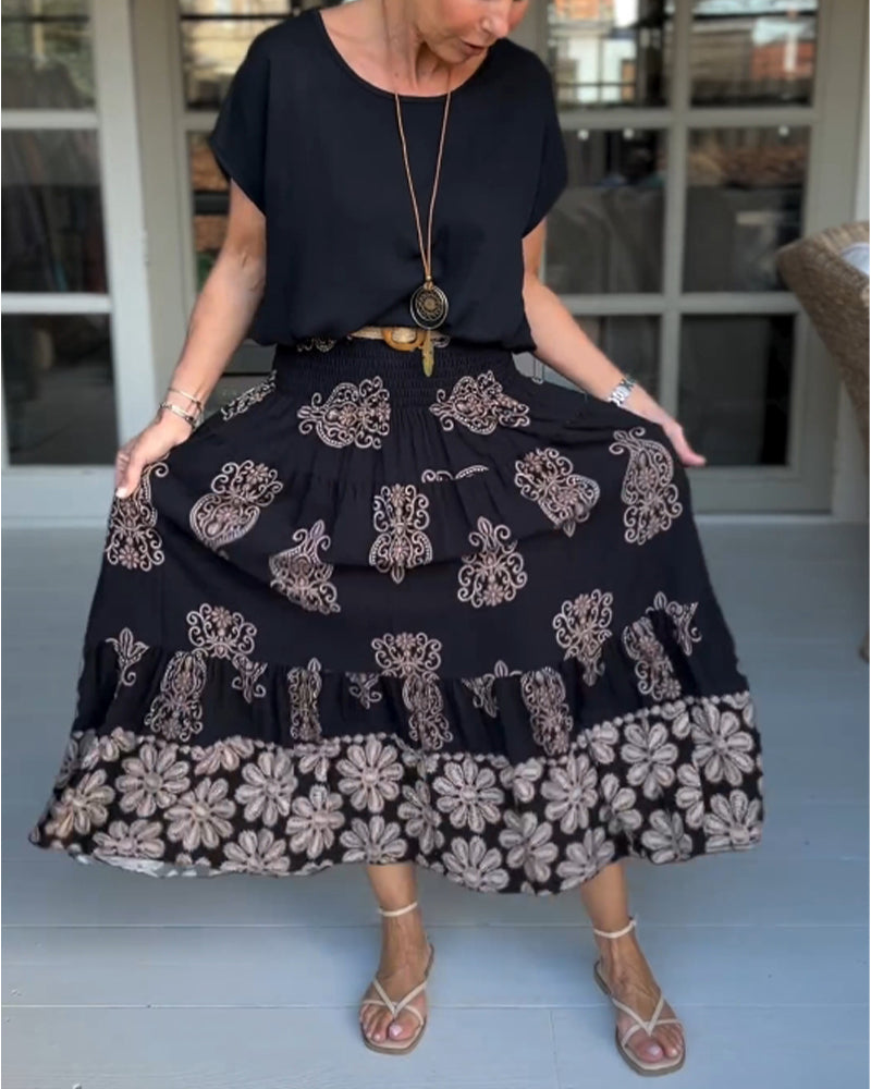 Gonna a pieghe patchwork colorato