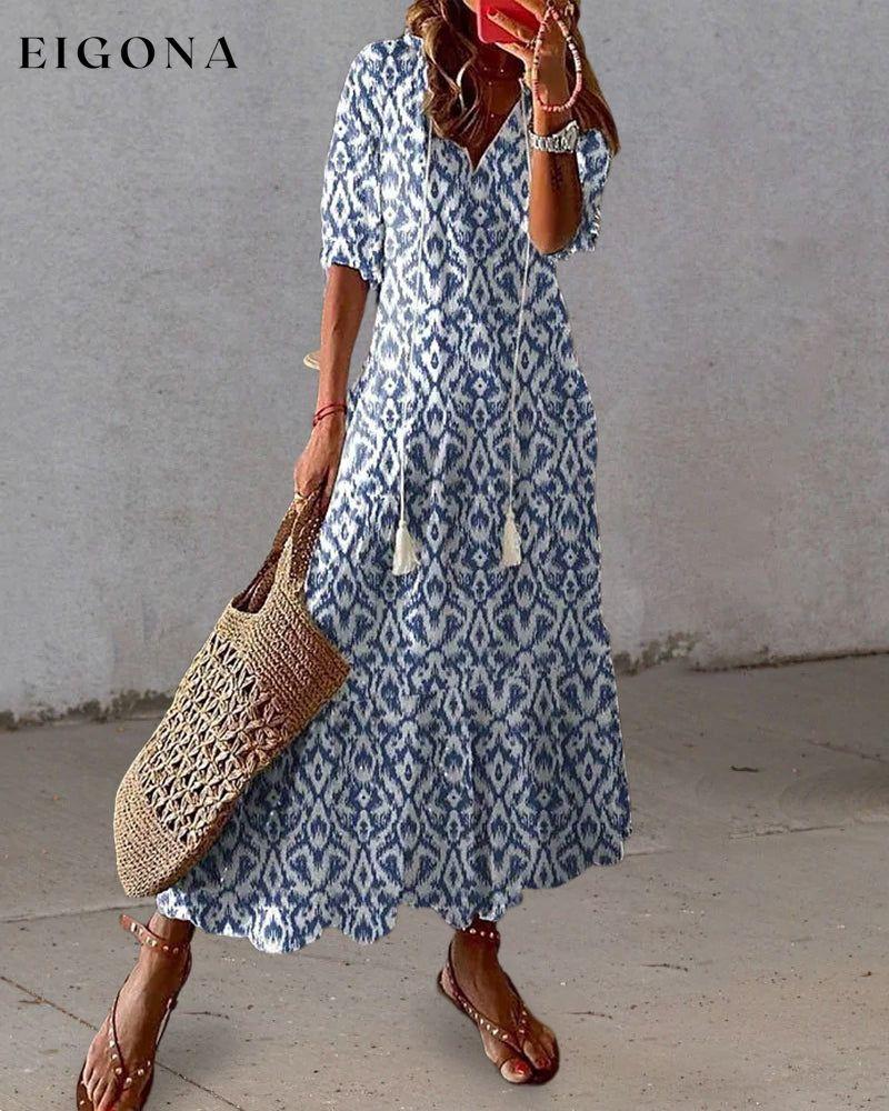 V-neck printed half-sleeved long dress 23BF Casual Dresses Clothes Dresses Spring Summer