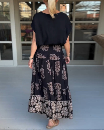 Gonna a pieghe patchwork colorato