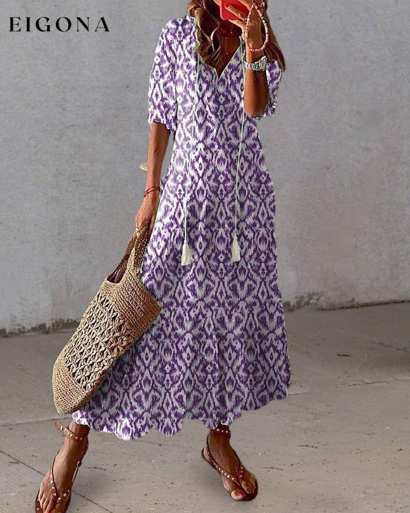 V-neck printed half-sleeved long dress 23BF Casual Dresses Clothes Dresses Spring Summer