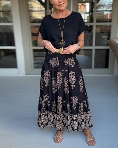 Gonna a pieghe patchwork colorato