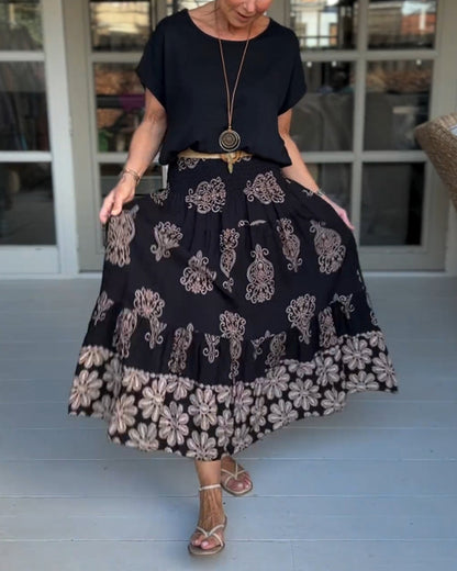 Gonna a pieghe patchwork colorato