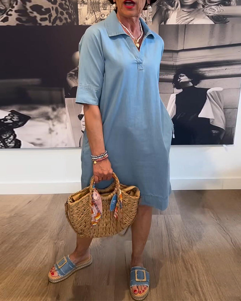 Lapel Casual Short Sleeve Dress