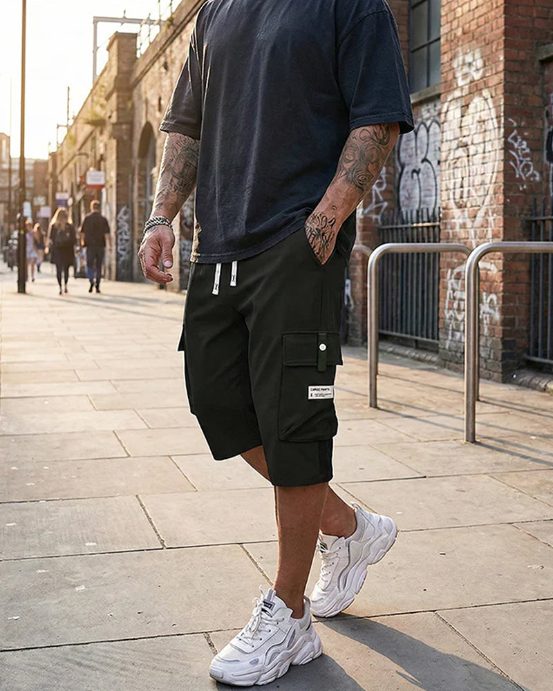 Men's Casual Drawstring Capri Cargo Pants