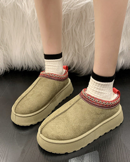 Casual solid color plus velvet warm flats 2024 f/w flats