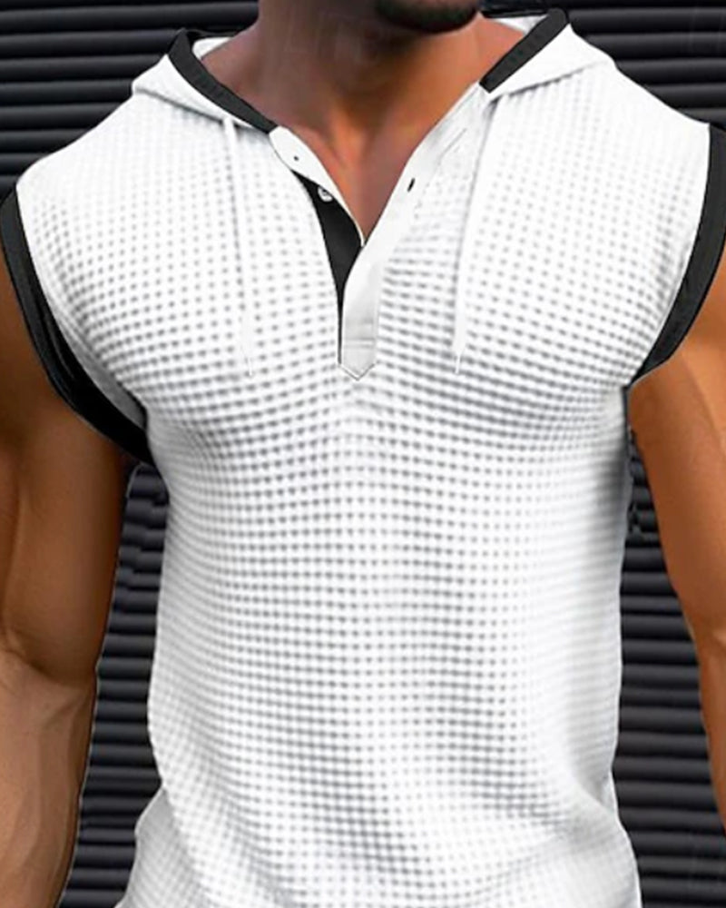 Men's Hooded Waffle-Knit Tank Top
