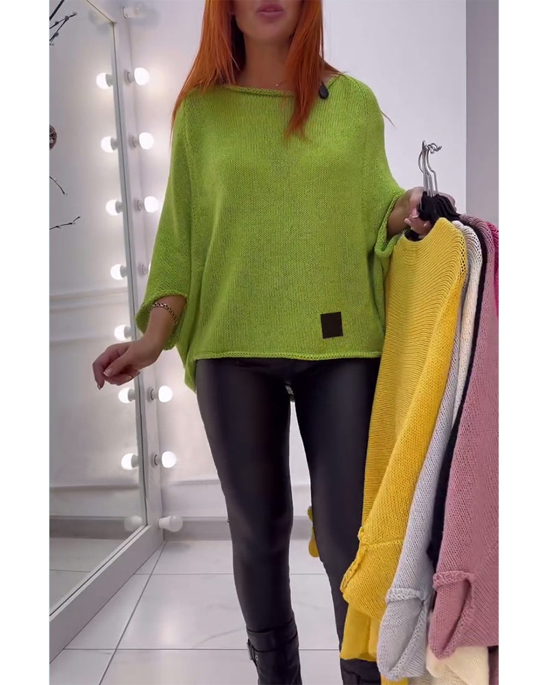 Solid color bat sleeve loose pullover sweater 2024 f/w pullovers