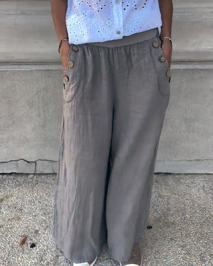 Casual Cotton And Linen Wide-Leg Pants