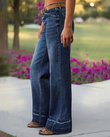 Women's Retro Flare Jeans with Pockets