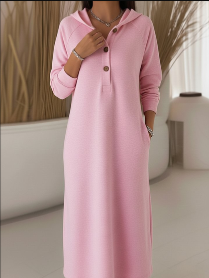 Long-Sleeved Hooded Loose Casual Dress