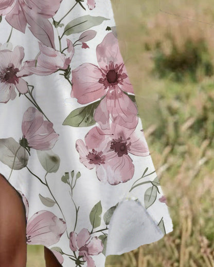 Abito casual stampato con scollo rotondo