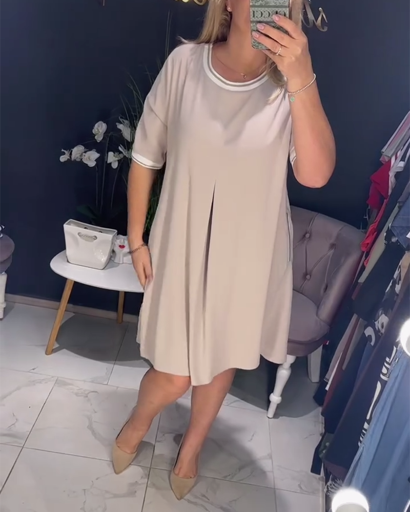 Casual Elegant Round Neck Pocket Dress