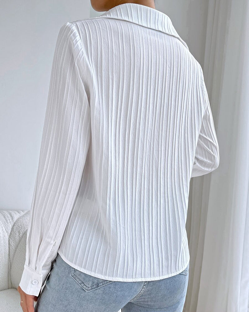 Simple solid color ribbed elegant blouse blouses & shirts spring summer