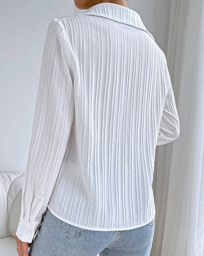 Simple solid color ribbed elegant blouse blouses & shirts spring summer