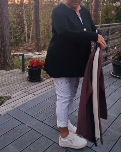 Metal Button Long-Sleeved Cardigan