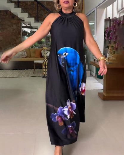 Off-The-Shoulder Printed Loose Shift Dress