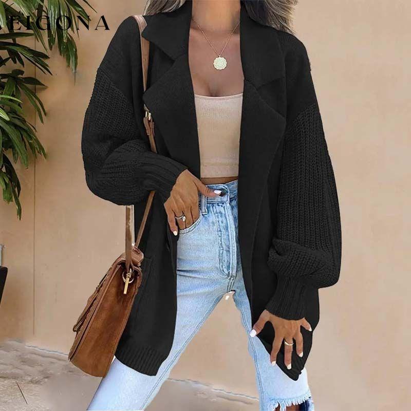 Casual Solid Colour Cardigan Black best Best Sellings cardigan cardigans clothes Sale tops Topseller