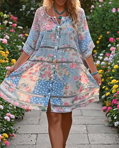 Loose Fit Floral Print Dress