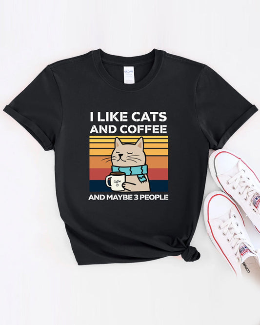 I like cats and coffee T-shirt 2024 f/w cute animals spring summer t-shirts