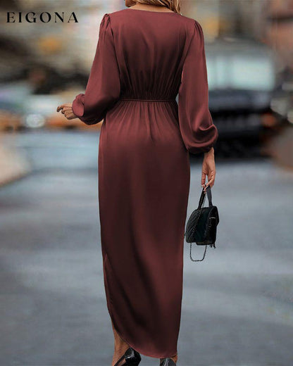 Elegant dress with lantern sleeves and v-neck 2023 f/w 23BF casual dresses Clothes Dresses elegant dresses spring