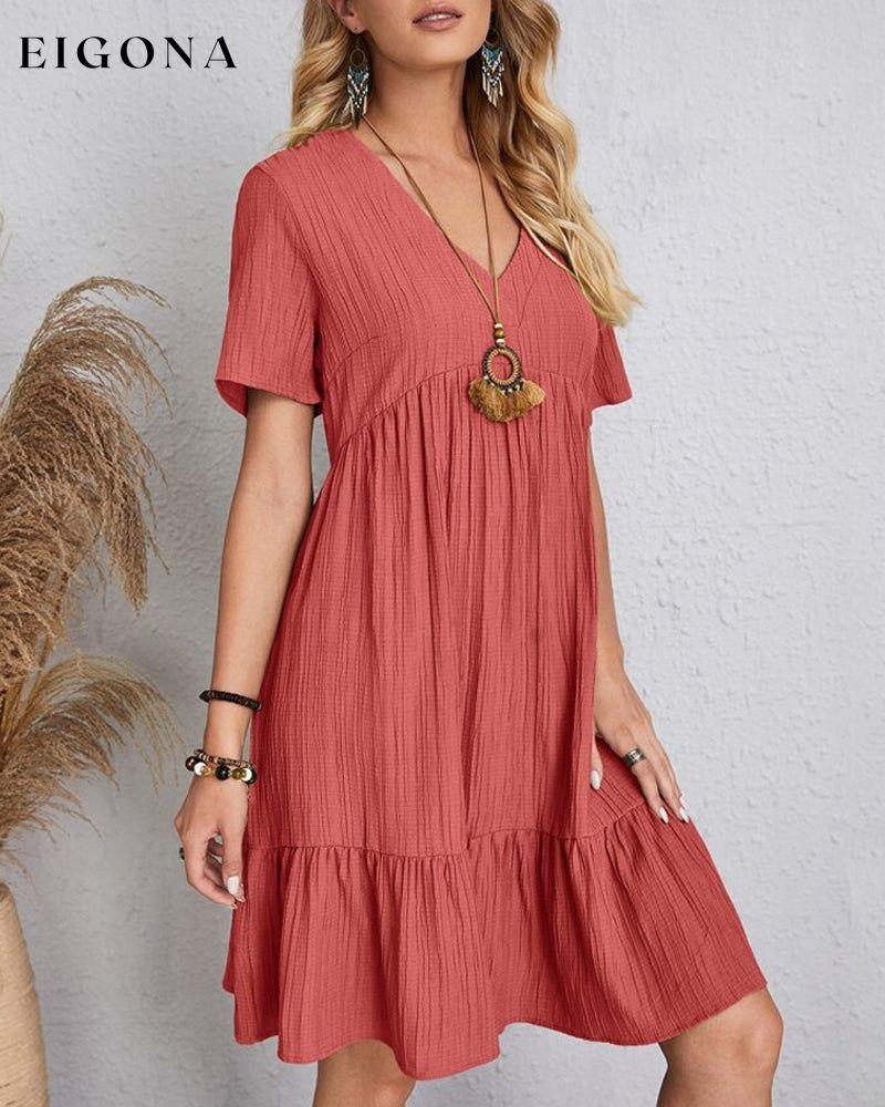 Solid Color Dress with Short Sleeves 23BF Casual Dresses Clothes Dresses SALE Summer